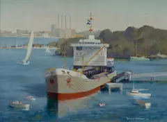 Ronald Steuart, Pyrmont Power Station, 1980, Oil on Ply