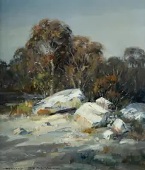 Doug Sealy, Mountain Gums from Grose Road, Springwood, Oil on Canvas on Board
