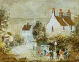 Wilmotte Williams, Terrace Houses, Paddington / Bus Stop, Oil on Canvas Board