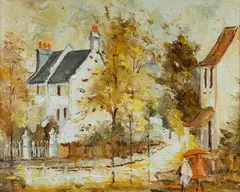 Wilmotte Williams, A Sydney Street, Oil on Canvas Board