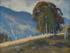 In the Wee Jasper Hills [VIC] by Leonard Long, Oil on Board, sold Mar 2024