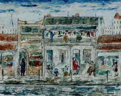 Inner Suburb by Dorothy Baker, Oil on Glass, sold Mar 2024