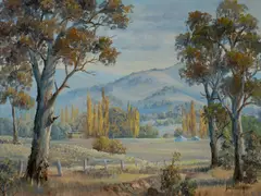 Golden Poplars - Adelong [NSW] by John Bradley, Oil on Canvas on Board, sold Mar 2024