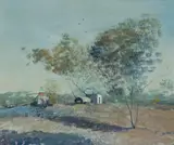 Bruce Malloch, Old Mine Near Coolgardie, WA, 1978, Oil on Board