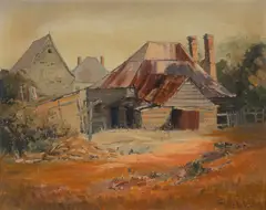 Colleen Parker, Old Weatherboards, Hill End, Oil on Canvas on Board