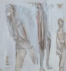 Carlos Barrios, Three Figures, 1996, Mixed Media on Paper