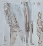 Carlos Barrios, Three Figures, 1996, Mixed Media on Paper
