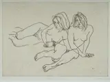 Louis Kahan, Two Crouching Nudes, 1979, Etching 16/20