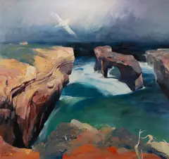 Ji Chen, Winged Player, The Razorback, Oil on Canvas