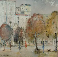 Barry Chamberlain, Hyde Park Landscape, Oil on Board