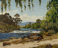 Dudley Parker, Snowy River at Jindabyne [NSW], Oil on Canvas