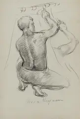 Nora Heysen, Two Figure Studies (double-sided), Pen & Pencil