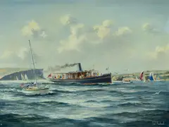 Ian Hansen, S.S. Lady Hopetoun on Sydney Harbour, Oil on Canvas on Board