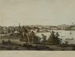 John Eyre, New South Wales, View of Sydney from the East Side of the Cove No.1,' pub, 1810, Printed by Clark, pub. June 4th 1810 by John Booth, Duke St Portland Place, London