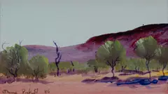 Shane Pickett, Central Australian Landscape, 1986, Oil & W/Clr on Paper