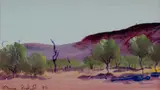 Shane Pickett, Central Australian Landscape, 1986, Oil & W/Clr on Paper