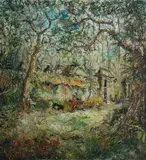 D S Misran, Outside a Balinese Temple, 1975, Oil on Canvas