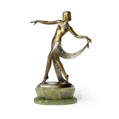 Josef Lorenzl, Austrian Cold Painted Bronze Figure of an Art Deco Dancer