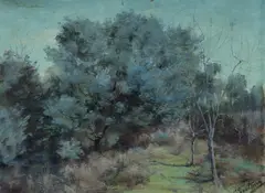 Clara Southern, The Yarra Glimpsed Through Trees, Oil on Canvas