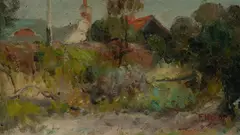 Florence Jane Hayward, Rooftops, Oil on Board