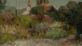 Florence Jane Hayward, Rooftops, Oil on Board