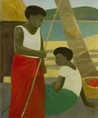 Ray Crooke, Islanders, Oil on Canvas