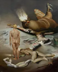 James Gleeson, The Discontinued Line, 1981, Oil on Board
