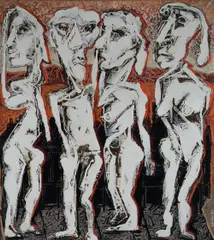 Andrew Sibley, Figures in Landscape, 1987, Oil on Canvas