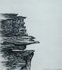 Shay Docking, Cliff at North Head, 1978, Pencil