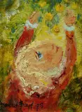 David Boyd, Reaching for the Apples, Accompanied by a photograph of the artist's granddaughter holding the painting