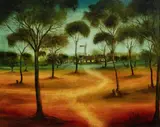 House in the Scrub by Pro Hart, 1981, Oil on Canvas, offered Nov 2023