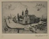 Lloyd Rees, Memories of Europe: Monastery, Corfu, 1976, Etching 71/90