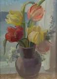 Arthur Murch, Tulips, Oil on Board