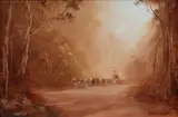 Kevin Best, Droving, Hazy Afternoon, Oil on Board