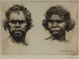 Benjamin E Minns, Aboriginal Man and Woman, Etching 10/50