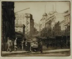 A E Warner, Hunter St [Sydney], Etching 5/75