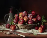 Harley Griffiths, Still Life: Red Plums, 1976, Oil on Canvas on Board