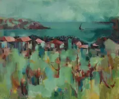 Eileen Berndt, Ulladulla, The Breakwater, Oil on Board