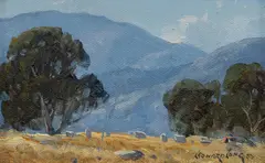 Wee Jasper Hills, N.S.W by Leonard Long, 1983, Oil on Canvas on Board, sold Nov 2023