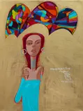 Constantine Popov, Lady in Blue Dress, 2023, Acrylic on Canvas