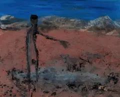 Helen Lempriere, Nimbawah Leads His Dogs - The Myths of Nimbawah, Oil & Mixed Media on Board