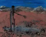 Helen Lempriere, Nimbawah Leads His Dogs - The Myths of Nimbawah, Oil & Mixed Media on Board