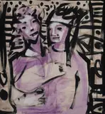 Carlos Barrios, Two Figures, 1997, Mixed Media on Paper