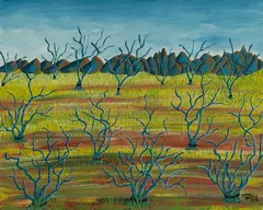 Henri Bastin, Desert Landscape, 1968, Oil on Board