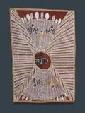 Dorothy Djukulul, Karr (Spiders), c.1988, Natural Earth Pigments on Bark
