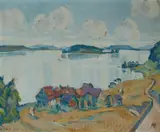 Ernst Samuel Geiger, Bielersee, 1940, Oil on Board