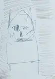 Adam Cullen, Cat with Patches, 2008, Pen & Ink on Paper