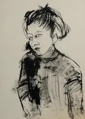 Anne Hall, Untitled Portrait, Ink