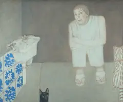 Helene Grove, In the Bathroom with Cats, 2005, Oil on Canvas