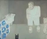 Helene Grove, In the Bathroom with Cats, 2005, Oil on Canvas